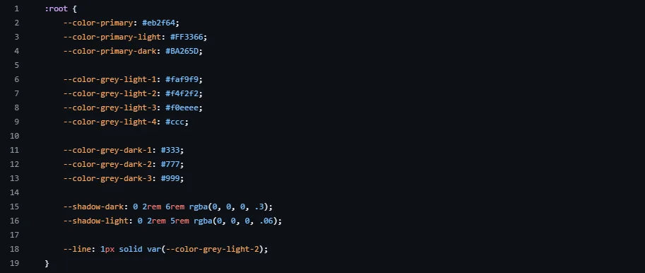 Code CSS Variables